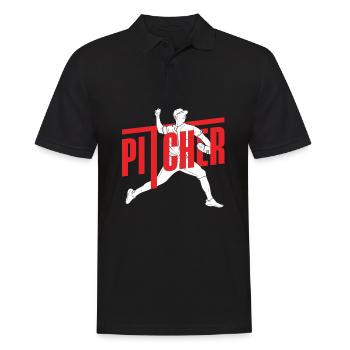 Lustiger Baseball - Männer Poloshirt - Schwarz - Vorne - Kai (181cm)