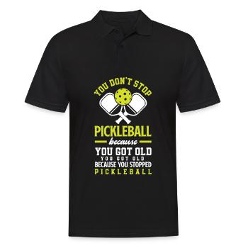 Lustiges Pickleball Geschenk - Männer Poloshirt - Schwarz - Vorne - Kai (181cm)