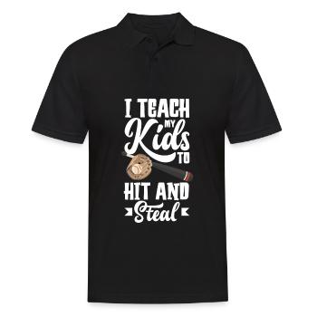 Lustiger Baseball - Männer Poloshirt - Schwarz - Vorne - Kai (181cm)