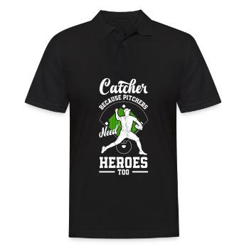 Lustiger Baseball - Männer Poloshirt - Schwarz - Vorne - Kai (181cm)