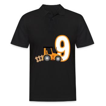 9e anniversaire tracteur 9 ans chemise d’anniversaire - Polo Homme - noir - Devant - Kai (181cm)