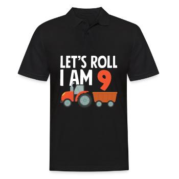 9e anniversaire tracteur 9 ans chemise d’anniversaire - Polo Homme - noir - Devant - Kai (181cm)