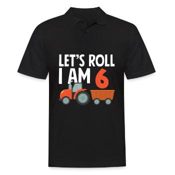 6e anniversaire tracteur 6 ans chemise d’anniversaire - Polo Homme - noir - Devant - Kai (181cm)