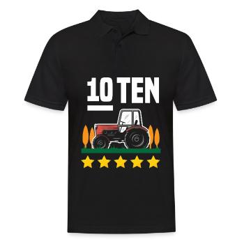 10e anniversaire tracteur 10 ans anniversaire chemise - Polo Homme - noir - Devant - Kai (181cm)