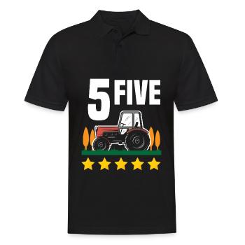 5e anniversaire tracteur 5 ans chemise d’anniversaire - Polo Homme - noir - Devant - Kai (181cm)