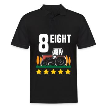 8e anniversaire tracteur 8 ans chemise d’anniversaire - Polo Homme - noir - Devant - Kai (181cm)