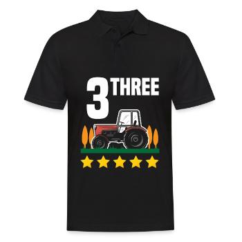 3ème anniversaire tracteur 3 ans anniversaire chemise - Polo Homme - noir - Devant - Kai (181cm)