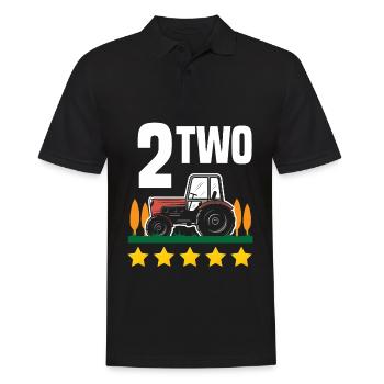 2ème anniversaire tracteur 2 ans chemise d’anniversaire - Polo Homme - noir - Devant - Kai (181cm)