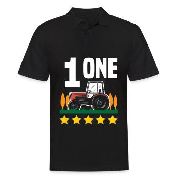 1er anniversaire tracteur 1 an chemise d’anniversaire - Polo Homme - noir - Devant - Kai (181cm)