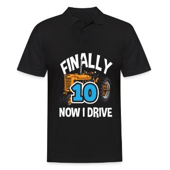 10e anniversaire tracteur 10 ans anniversaire chemise - Polo Homme - noir - Devant - Kai (181cm)