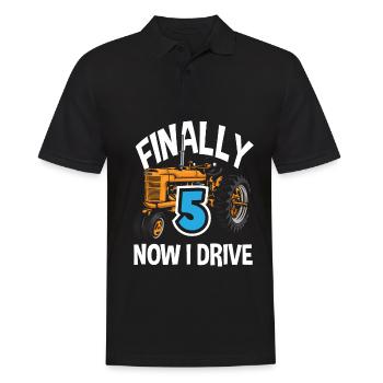 5e anniversaire tracteur 5 ans anniversaire chemise - Polo Homme - noir - Devant - Kai (181cm)