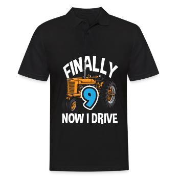 9e anniversaire tracteur 9 ans chemise d’anniversaire - Polo Homme - noir - Devant - Kai (181cm)