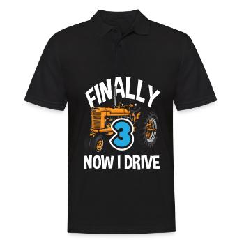 3ème anniversaire tracteur 3 ans anniversaire chemise - Polo Homme - noir - Devant - Kai (181cm)