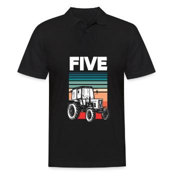 5e anniversaire tracteur 5 ans anniversaire chemise - Polo Homme - noir - Devant - Kai (181cm)