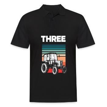 3ème anniversaire tracteur 3 ans chemise d’anniversaire - Polo Homme - noir - Devant - Kai (181cm)