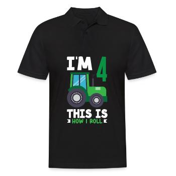 1er anniversaire tracteur 1 an chemise d’anniversaire - Polo Homme - noir - Devant - Kai (181cm)