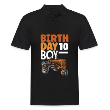 10e anniversaire tracteur 10 ans anniversaire chemise - Polo Homme - noir - Devant - Kai (181cm)