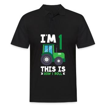 1er anniversaire tracteur 1 an chemise d’anniversaire - Polo Homme - noir - Devant - Kai (181cm)