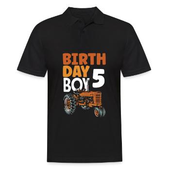 5e anniversaire tracteur 5 ans chemise d’anniversaire - Polo Homme - noir - Devant - Kai (181cm)