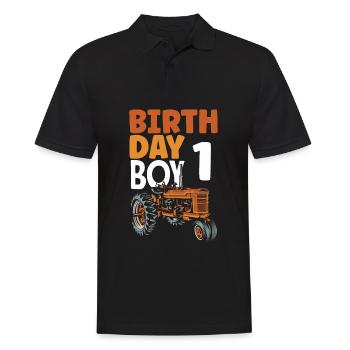 1er Anniversaire Tracteur 1 AnsChemise d’Anniversaire - Polo Homme - noir - Devant - Kai (181cm)