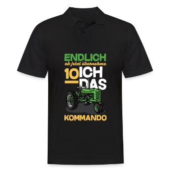 10e anniversaire tracteur 10 ans anniversaire chemise - Polo Homme - noir - Devant - Kai (181cm)