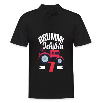 7. Geburtstag Traktor 7 Jahre Geburtstagsshirt - Männer Poloshirt - Schwarz - Vorne - Kai (181cm)