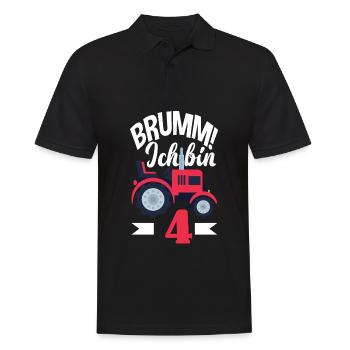 4. Geburtstag Traktor 4 Jahre Geburtstagsshirt - Männer Poloshirt - Schwarz - Vorne - Kai (181cm)