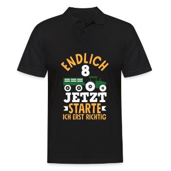8e anniversaire tracteur 8 ans chemise d’anniversaire - Polo Homme - noir - Devant - Kai (181cm)