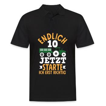 10e anniversaire tracteur 10 ans anniversaire chemise - Polo Homme - noir - Devant - Kai (181cm)