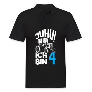 4. Geburtstag Traktor 4 Jahre Geburtstagsshirt - Männer Poloshirt - Schwarz - Vorne - Kai (181cm)