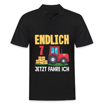 7e anniversaire tracteur 7 ans chemise d’anniversaire - Polo Homme - noir - Devant - Kai (181cm)
