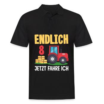 8e anniversaire tracteur 8 ans chemise d’anniversaire - Polo Homme - noir - Devant - Kai (181cm)