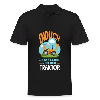 7e anniversaire tracteur 7 ans chemise d’anniversaire - Polo Homme - noir - Devant - Kai (181cm)