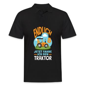 8e anniversaire tracteur 8 ans chemise d’anniversaire - Polo Homme - noir - Devant - Kai (181cm)