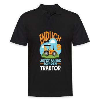 9. Geburtstag Traktor 9 Jahre Geburtstagsshirt - Männer Poloshirt - Schwarz - Vorne - Kai (181cm)