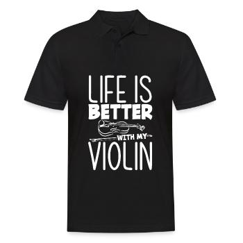 Geige Violine Geigenspieler Violinenspieler - Männer Poloshirt - Schwarz - Vorne - Kai (181cm)