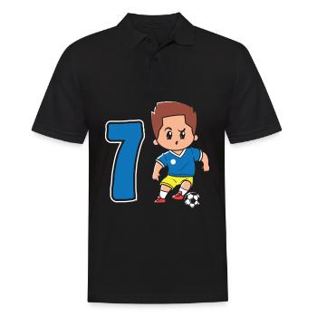 7. Geburtstag 7 Jahre Fußball Fußballspieler - Männer Poloshirt - Schwarz - Vorne - Kai (181cm)