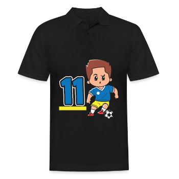11e anniversaire 11 ans Joueur de football - Polo Homme - noir - Devant - Kai (181cm)