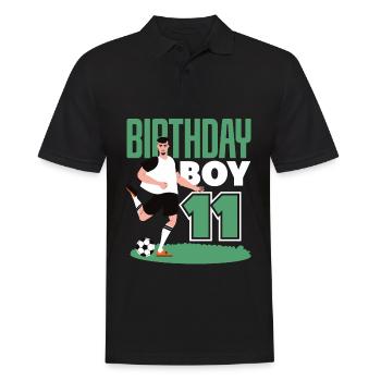 11e anniversaire 11 ans Joueur de football - Polo Homme - noir - Devant - Kai (181cm)