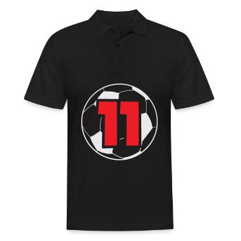 11e anniversaire 11 ans Joueur de football - Polo Homme - noir - Devant - Kai (181cm)