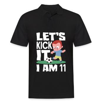 11e anniversaire 11 ans Joueur de football - Polo Homme - noir - Devant - Kai (181cm)