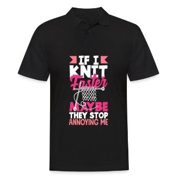 Drôle de tricot à l’aiguille à tricoter cadeau - Polo Homme - noir - Devant - Kai (181cm)