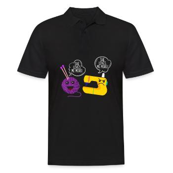 Drôle de tricot à l’aiguille à tricoter cadeau - Polo Homme - noir - Devant - Kai (181cm)