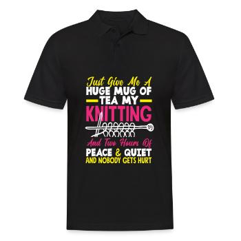 Drôle de tricot à l’aiguille à tricoter cadeau - Polo Homme - noir - Devant - Kai (181cm)