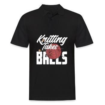 Lustiges Stricken Stricknadel Geschenk - Männer Poloshirt - Schwarz - Vorne - Kai (181cm)