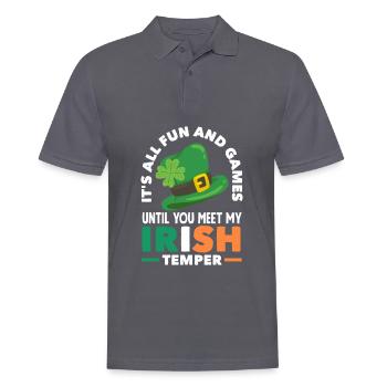 Funny Irish Ireland Gift - Men's Polo Shirt - charcoal grey - Front - Nico (186cm)