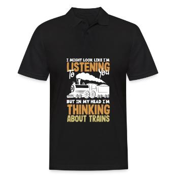 Drôle de Train amant Trains Locomotive cadeau - Polo Homme - noir - Devant - Kai (181cm)