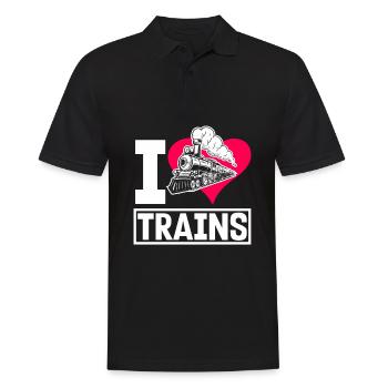 Drôle de Train amant Trains Locomotive cadeau - Polo Homme - noir - Devant - Kai (181cm)