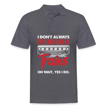 Funny Train Lover Trains Locomotive Gift - Men's Polo Shirt - charcoal grey - Front - Nico (186cm)