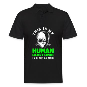 Lustiges Alien Außerirdische Geschenk - Männer Poloshirt - Schwarz - Vorne - Kai (181cm)